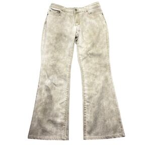 Chicos Platinum Denim Ultimate Fit Flare Leg Jeans Tan Sz 5R Fit 30" Boho Grunge